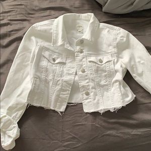 New j crew cropped white jean jacket
